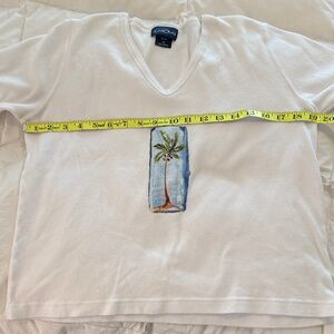 White Tee with Palm Tree Design M